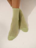 Marshmallow Frill Mesh Socks: Green