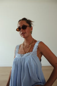 Ladies Juno Lace Neck Slip Dress - Baby Blue