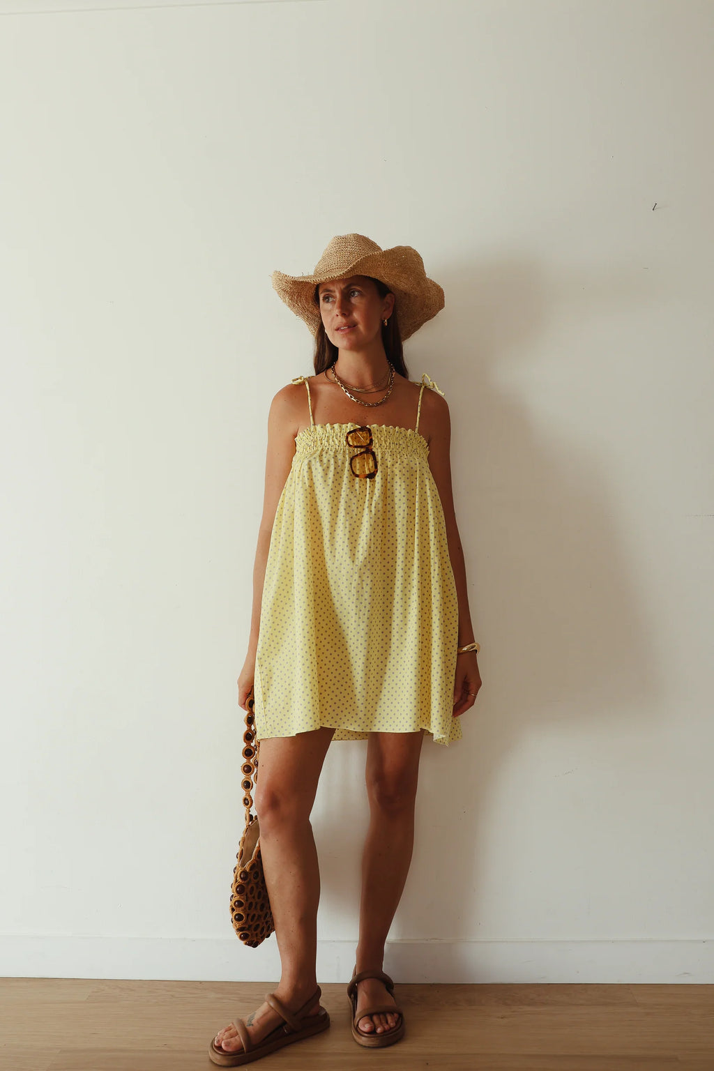 Dotty Dress - Butter yellow + Lilac