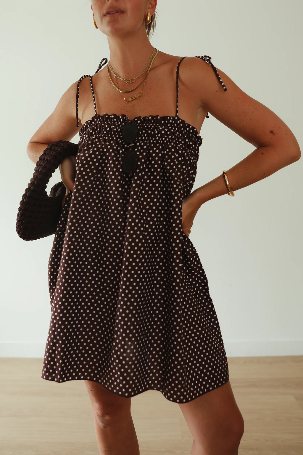 Dotty Dress - Chocolate brown