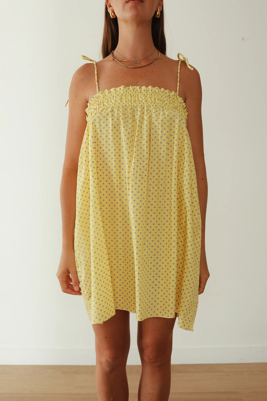 Dotty Dress - Butter yellow + Lilac
