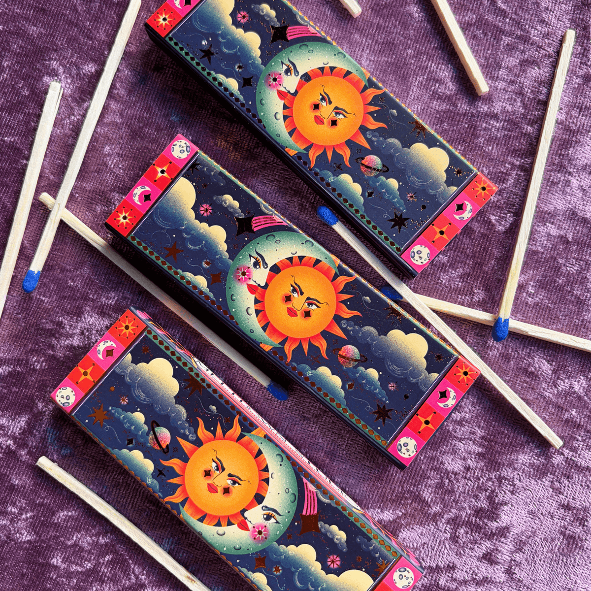 Celestial Sun and Moon Matchbox
