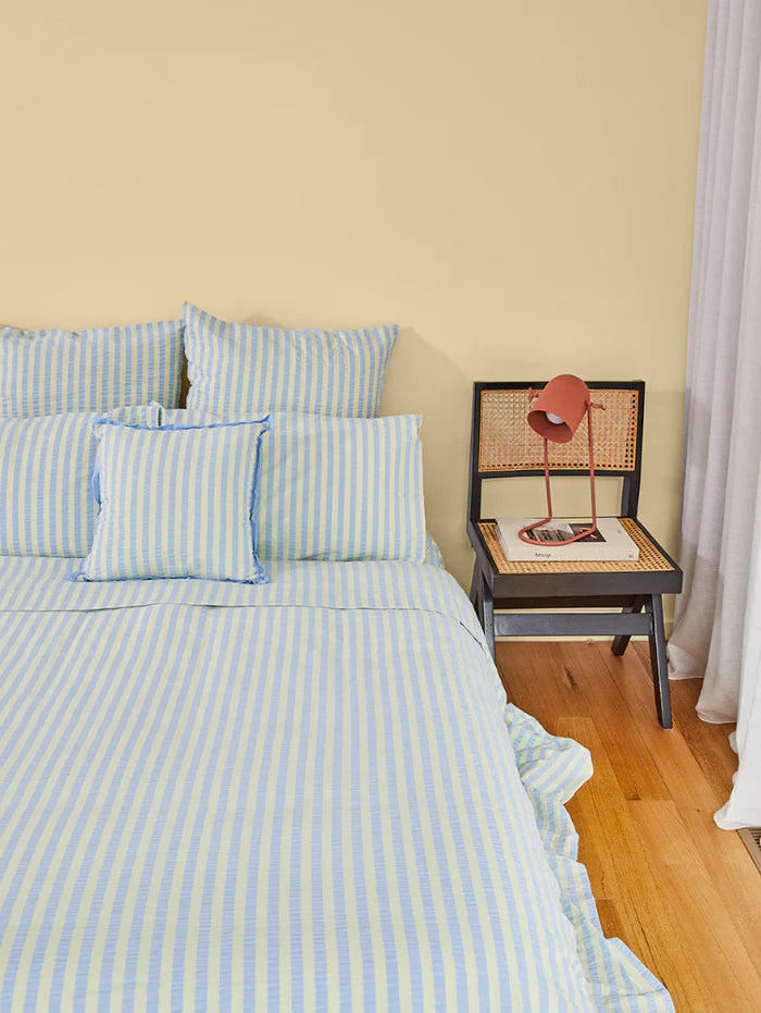 Butter Blue Seersucker Quilt Cover [Super King]