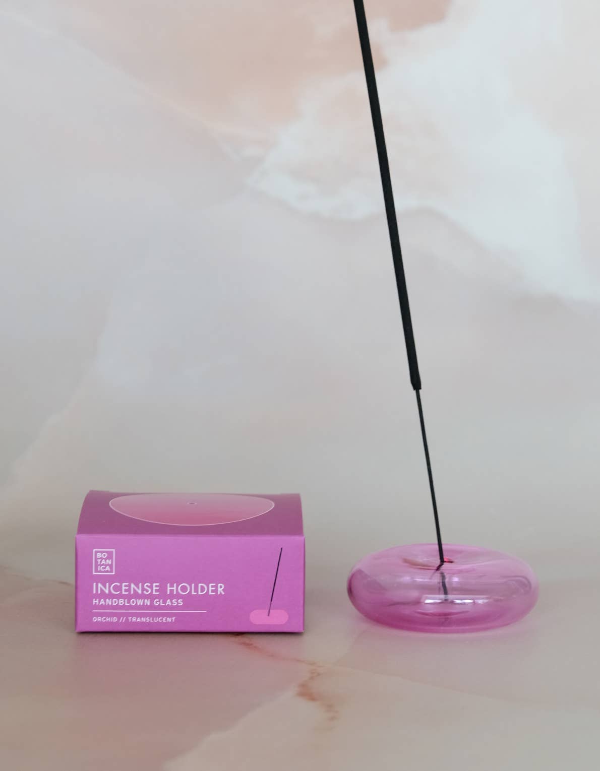 Glass Bubble Incense Holder - Pink Translucent