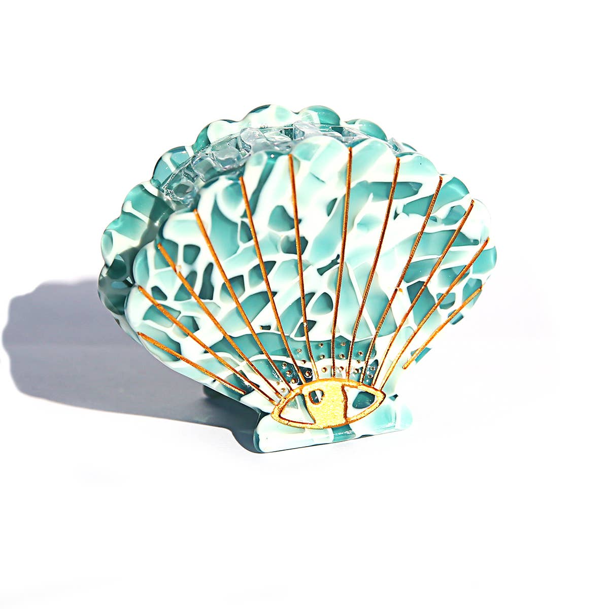 Teal Terrazzo Shell Clip