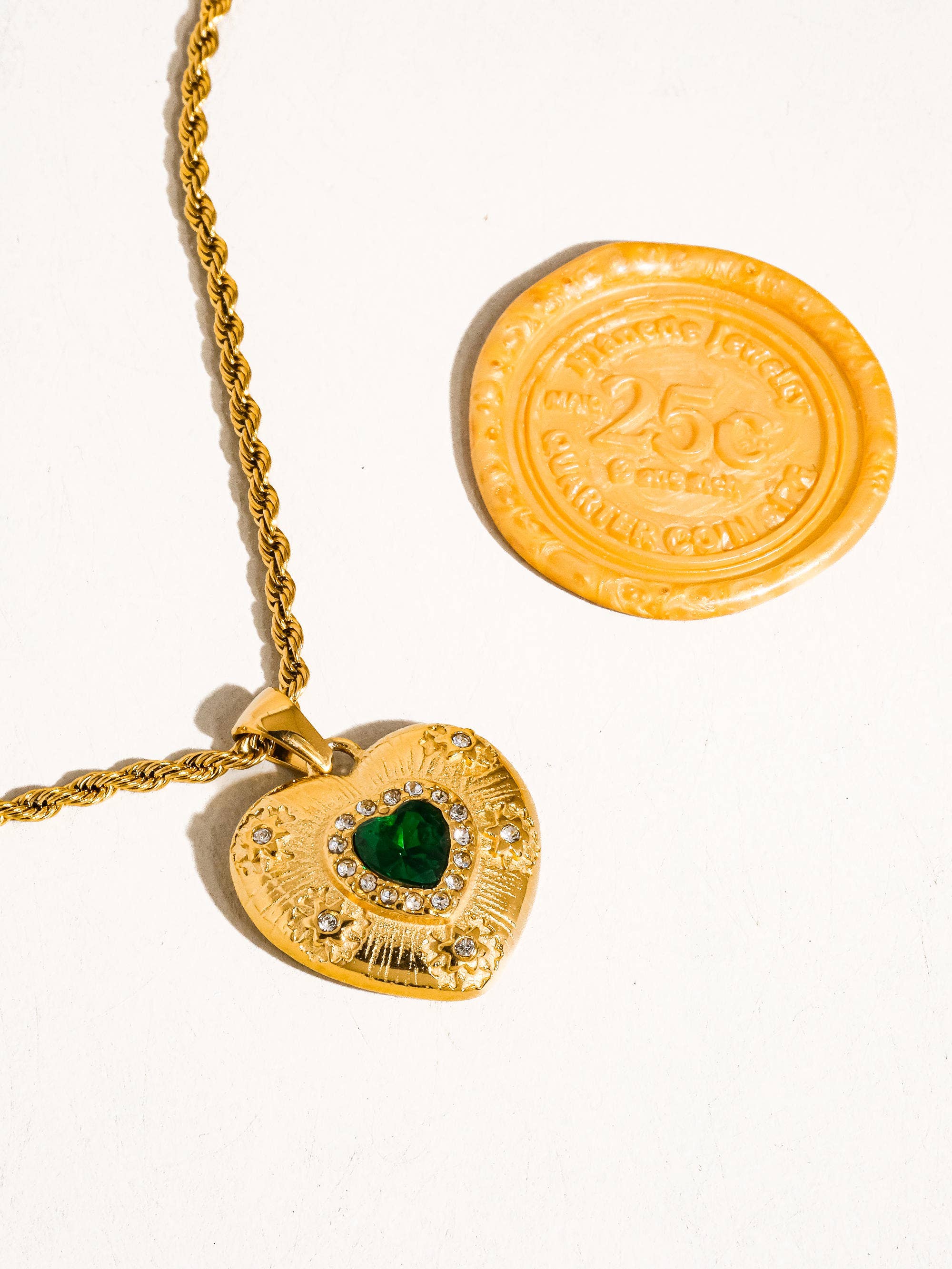 Akira Green Heart Necklace
