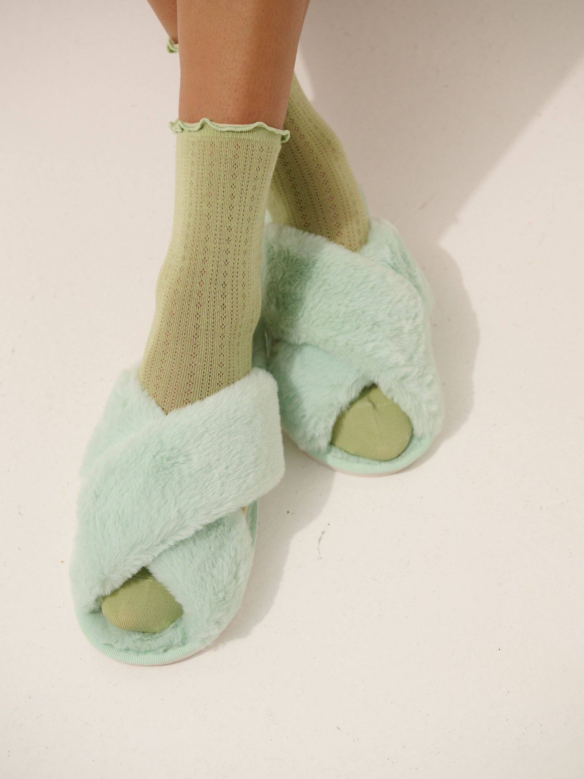 Marshmallow Frill Mesh Socks: Orange