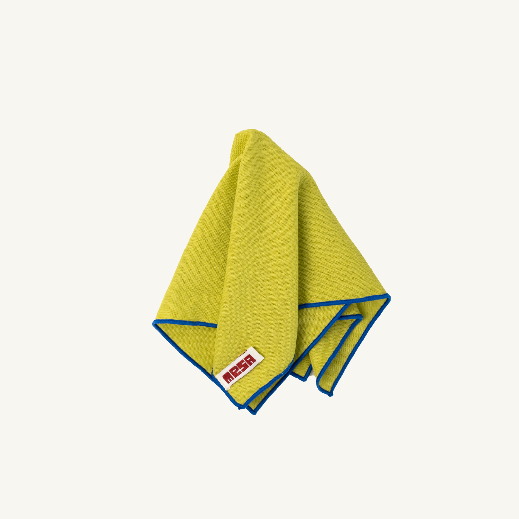Lime napkin with royal blue trim - set of 2