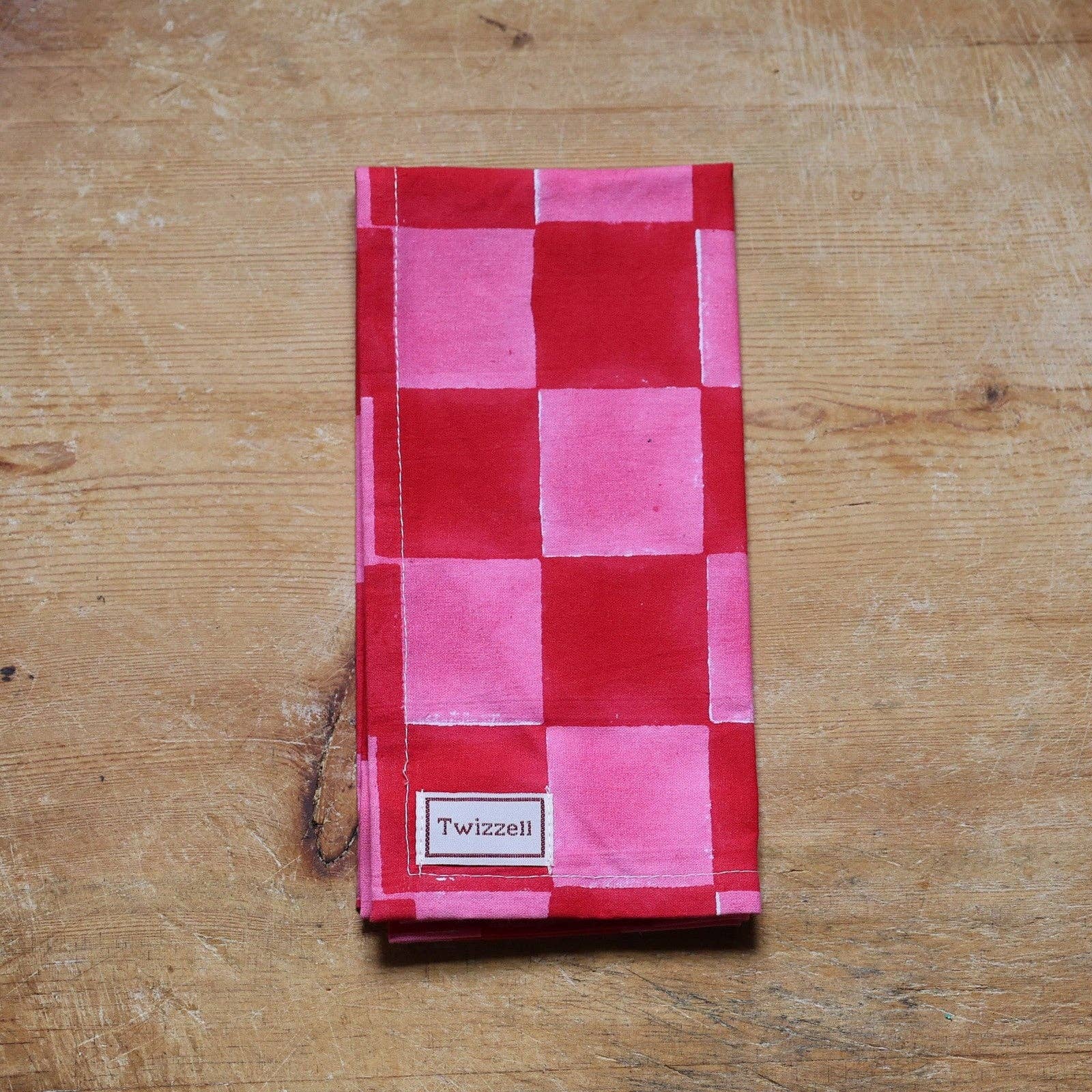 Pink & Red Checkerboard Napkin x 4