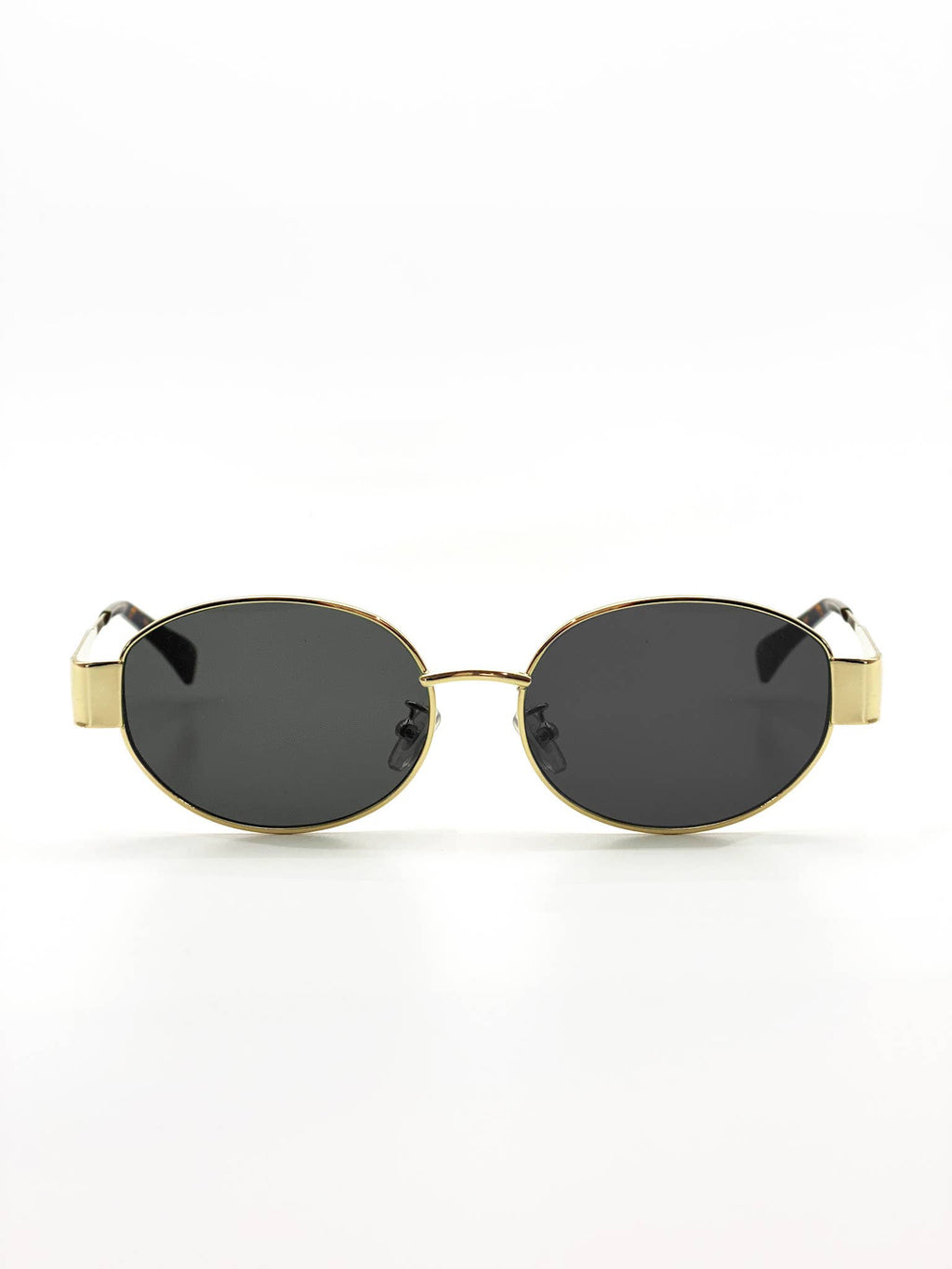 L&S Round Metal Oval Sunglasses in Black