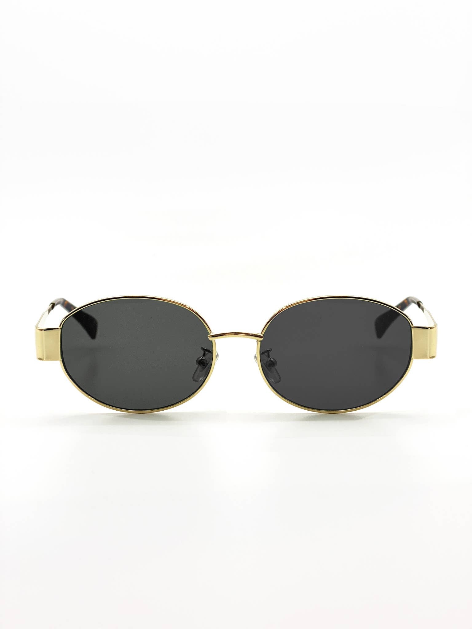 L&S Round Metal Oval Sunglasses in Black