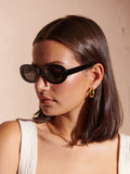 Ella Oval Circular Sunglasses: Black