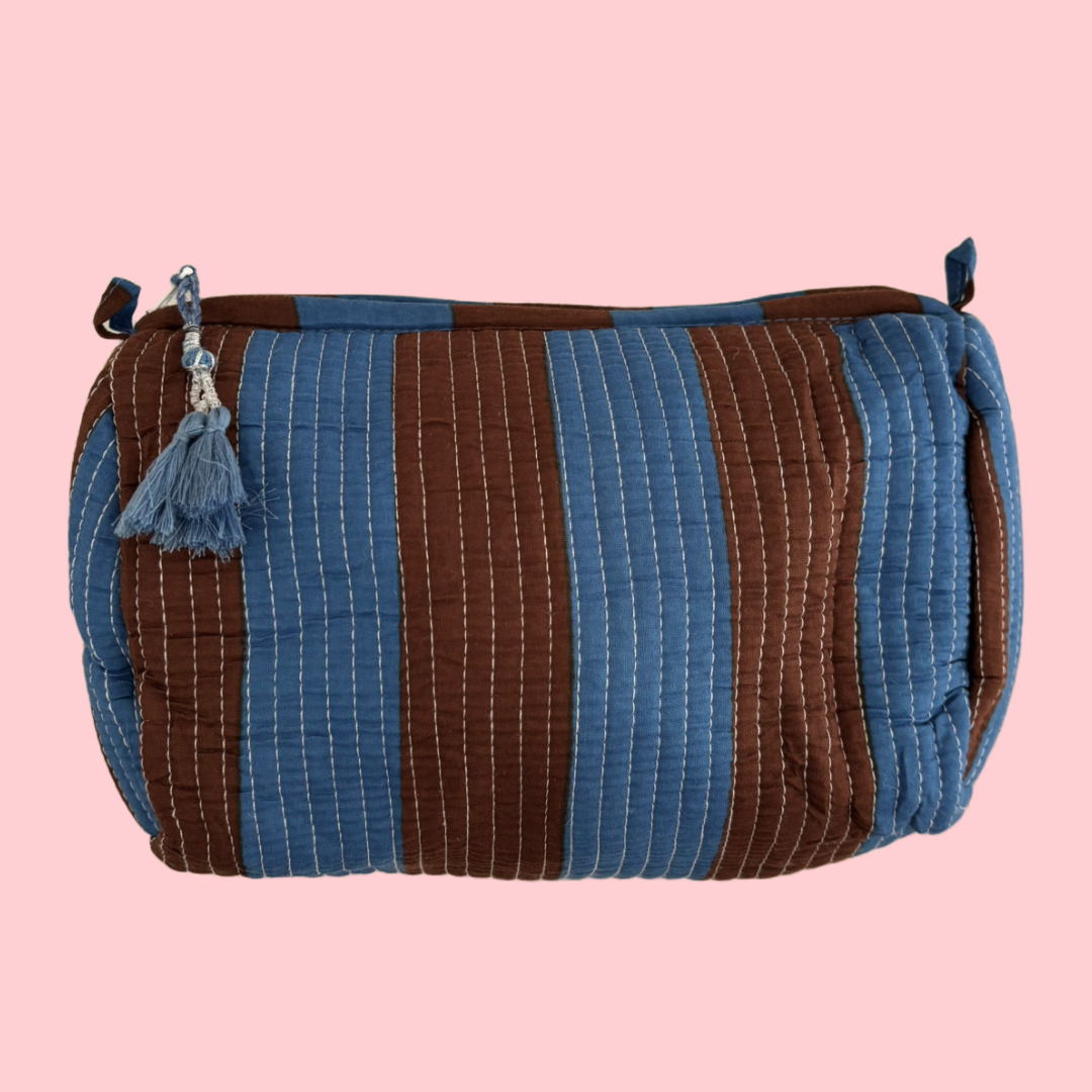 Indie Cosmetic Bag - Ocean Cacao Stripe [Small]