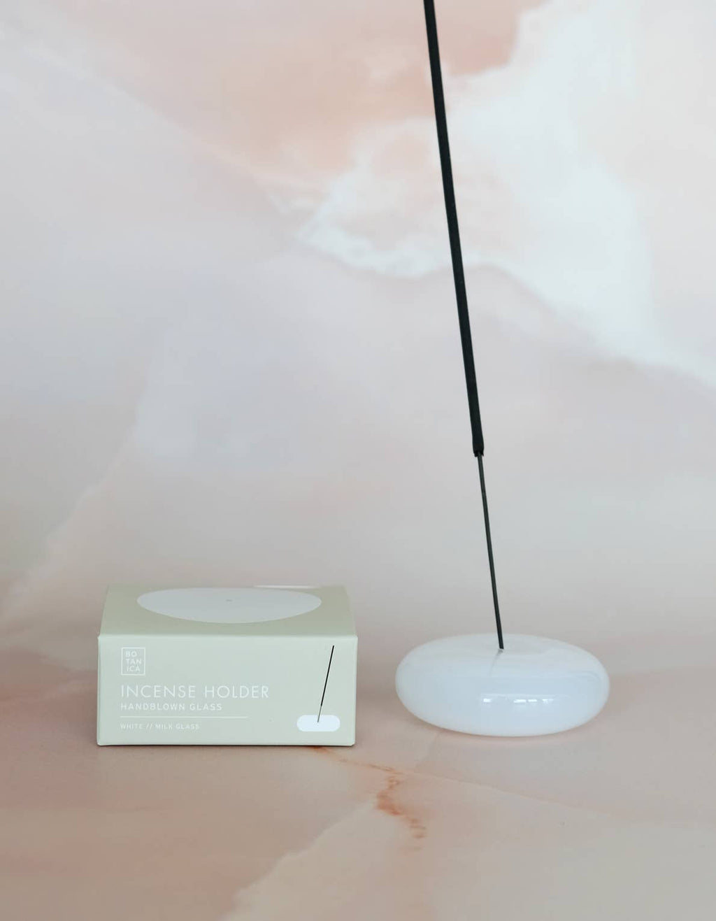 Glass Bubble Incense Holder - White Milk Glass