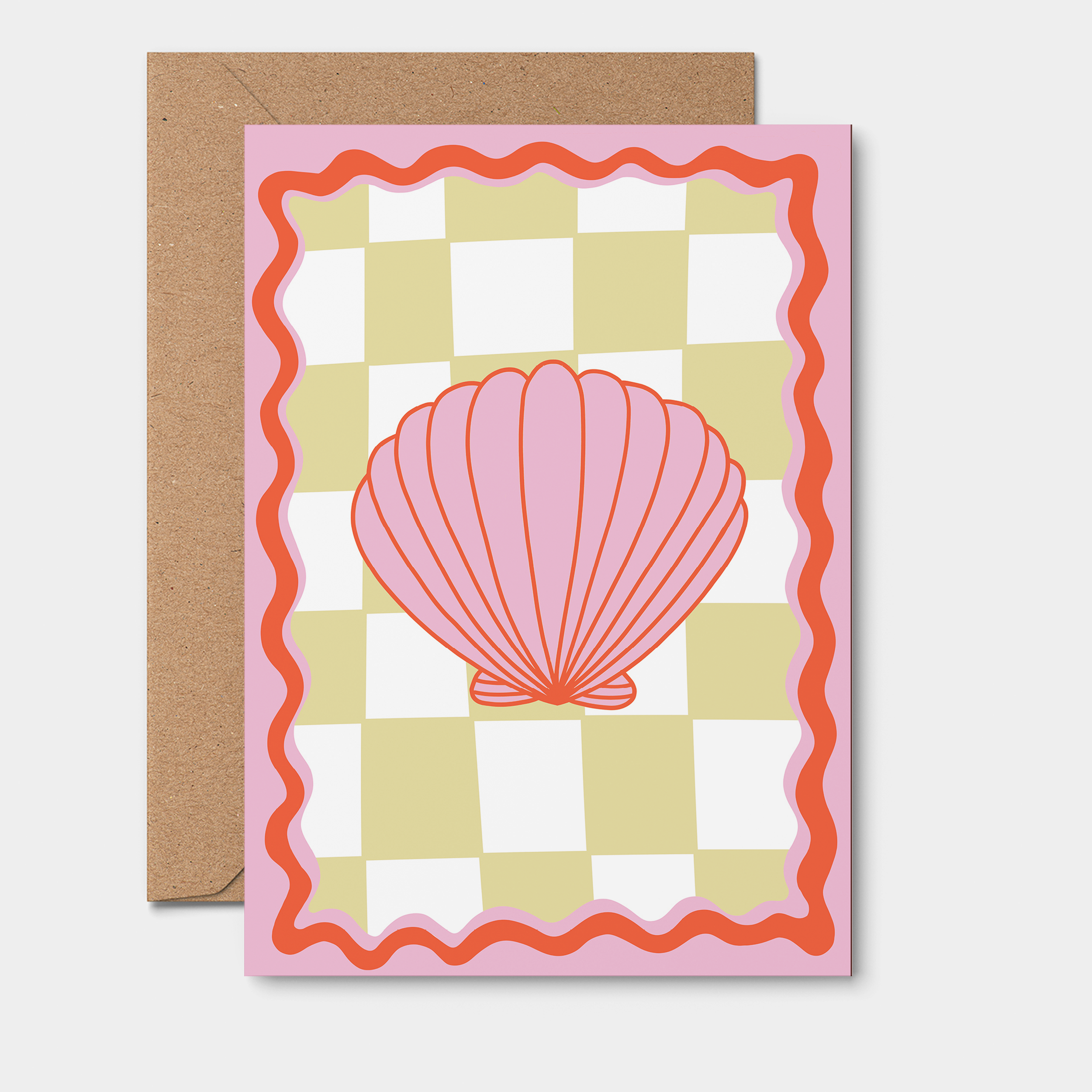 Pink Wavy Shell Plain GREETING CARD