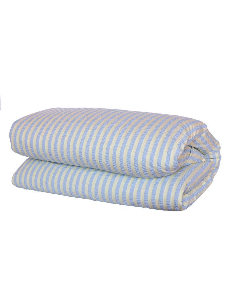 Butter Blue Seersucker Quilt Cover [Super King]