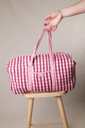 Indian Block Print Weekend Bag - Red and Pink Gingham