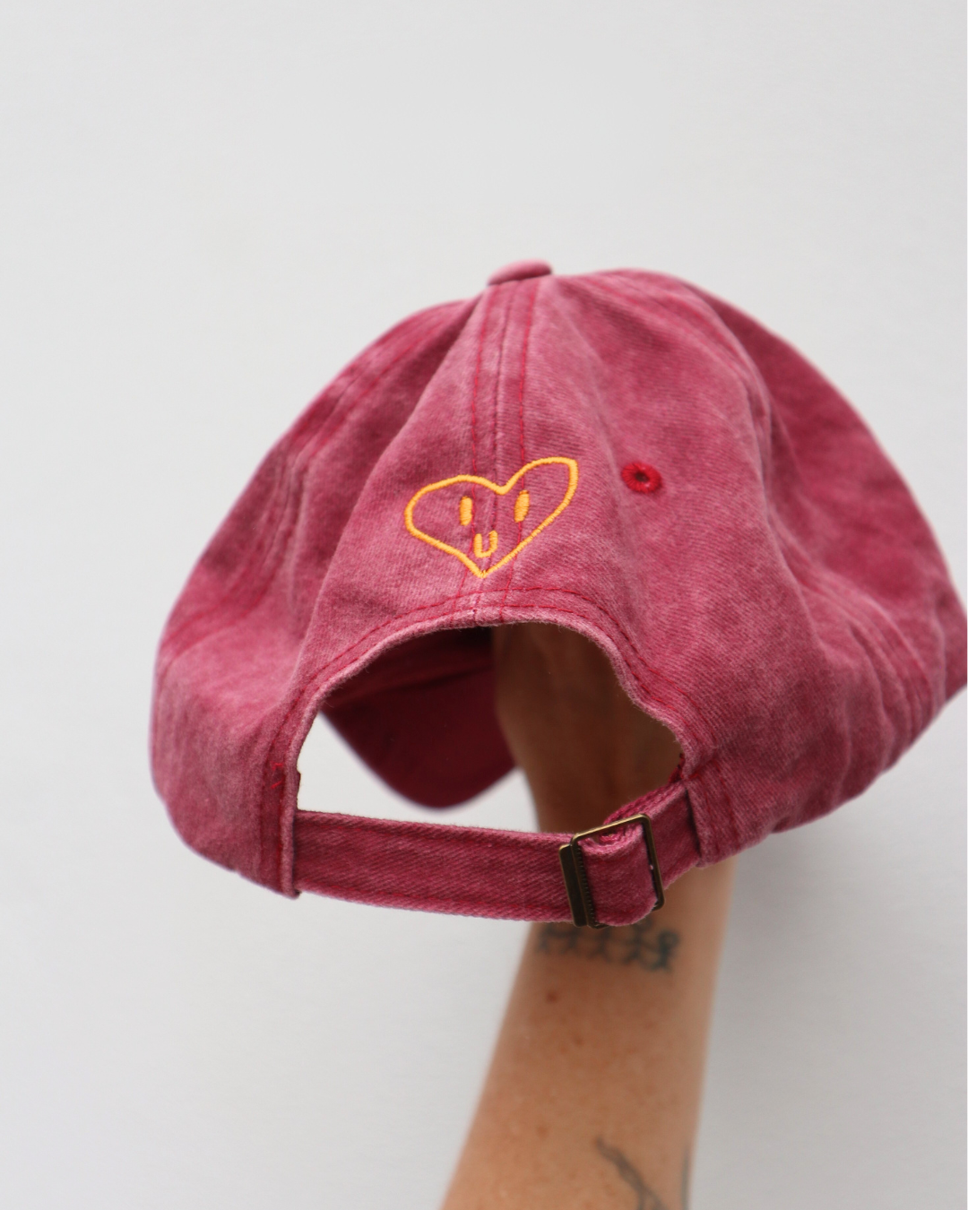 Heart Full Adults Cap: Green w/ Pink Design