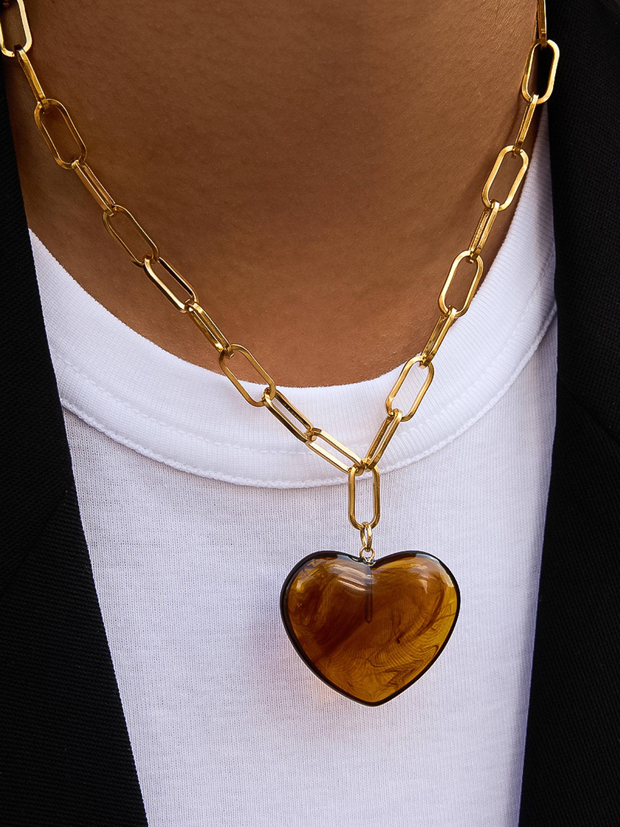 Rouelle Heart Necklace - Brown