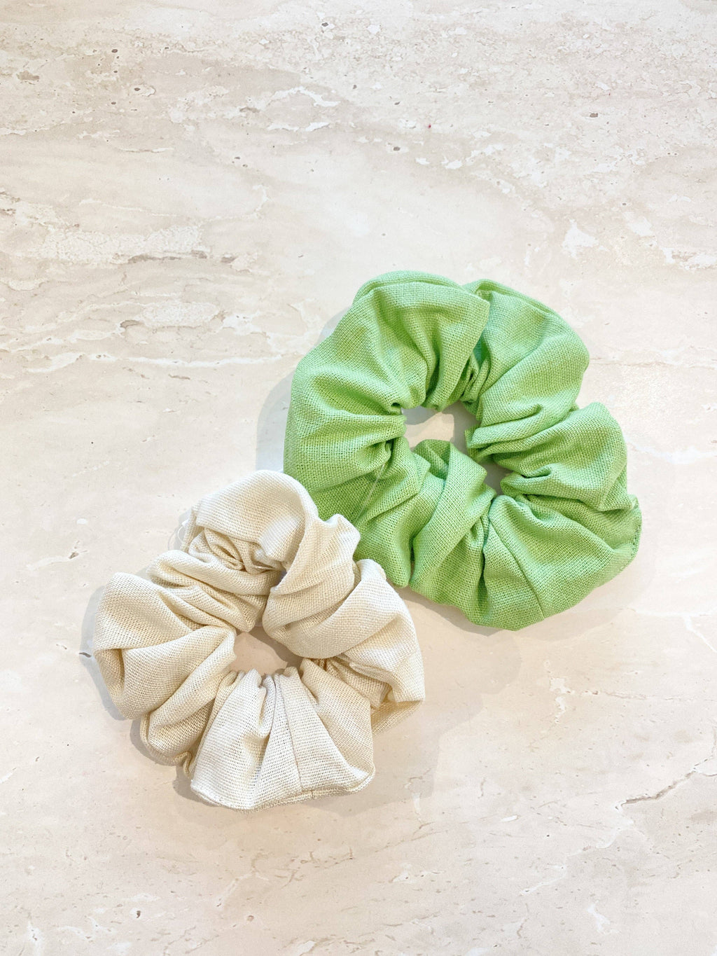 Matcha Latte Linen Scrunchie Pack