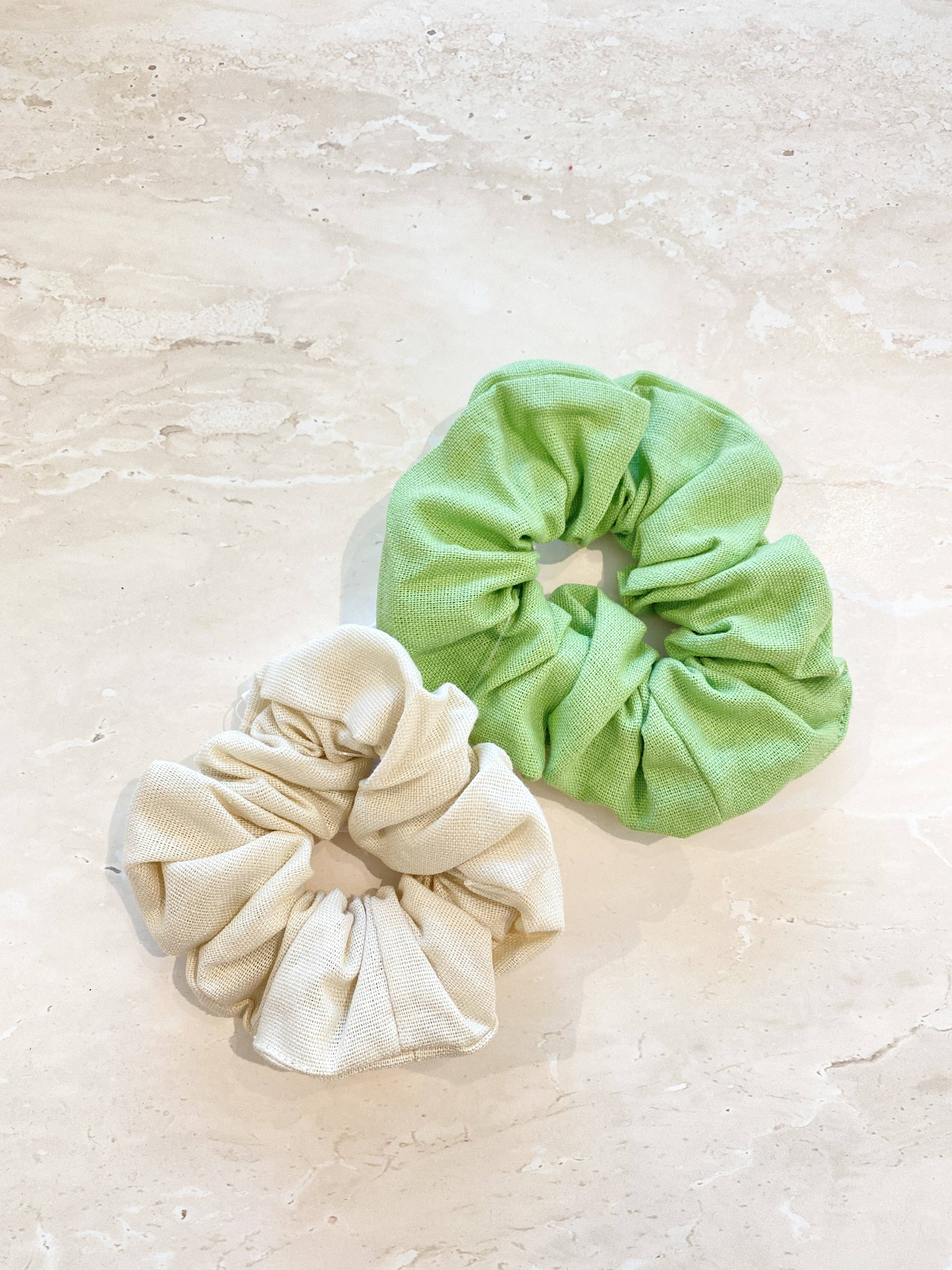Matcha Latte Linen Scrunchie Pack