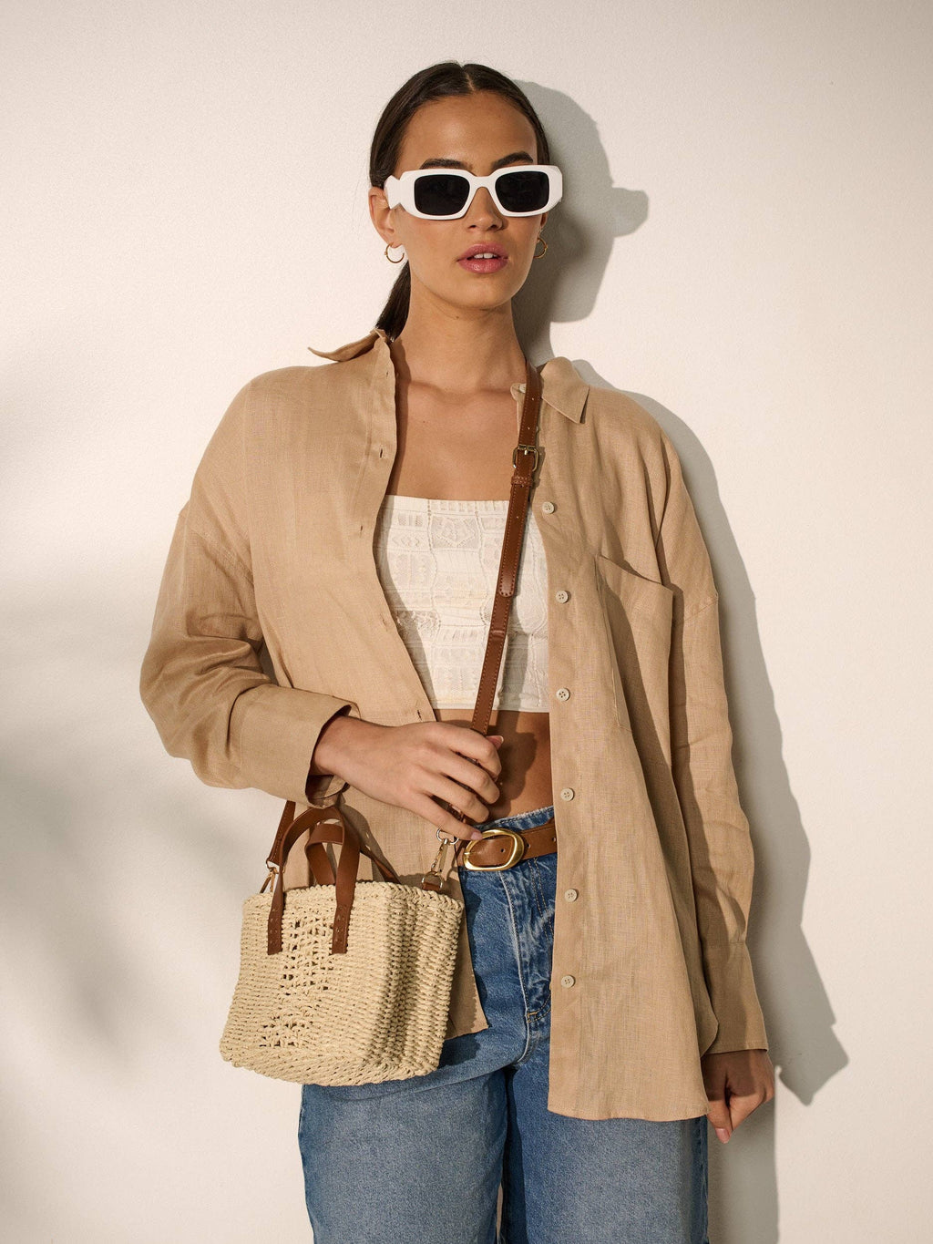 Piccolo Petit Straw Bag in Beige