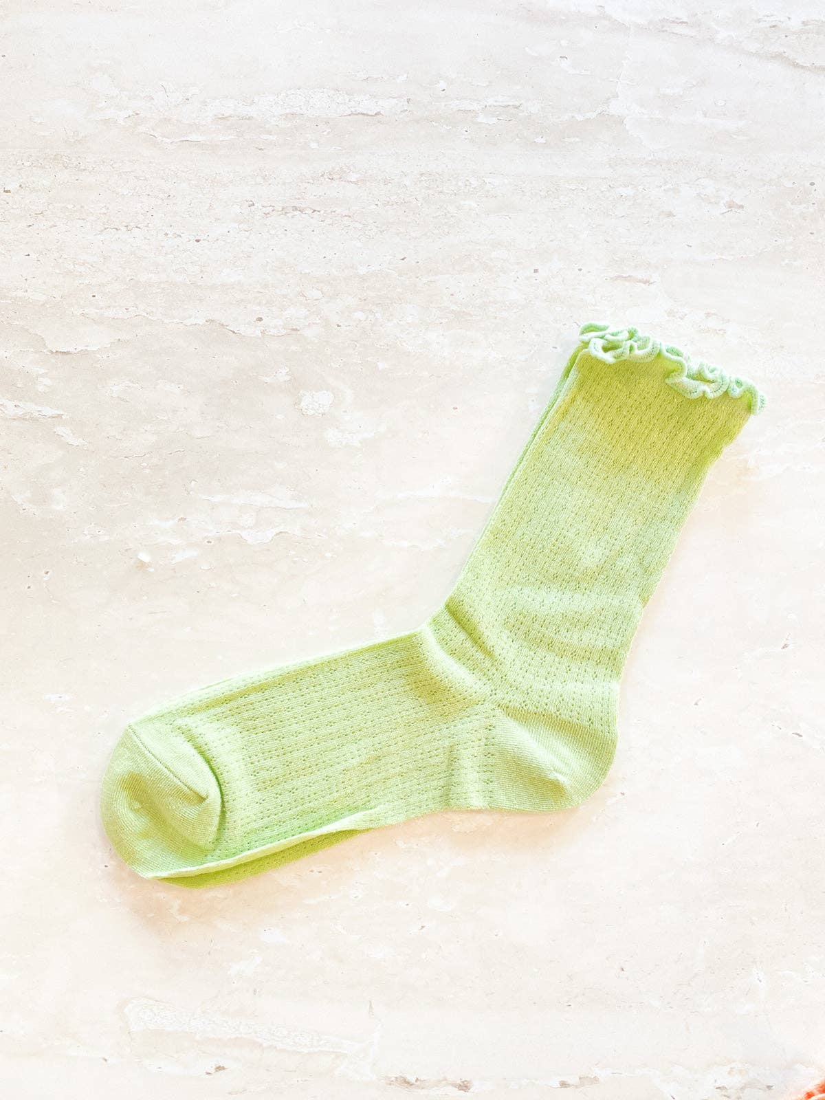 Marshmallow Frill Mesh Socks: Green