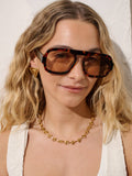 L&S Retro Aviator Sunglasses in Dark Tort