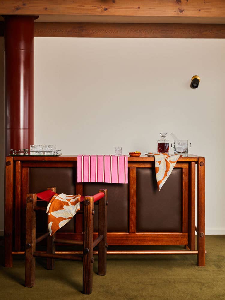 Raspberry Stripe Tea Towel