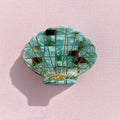 Teal Check Shell Clip