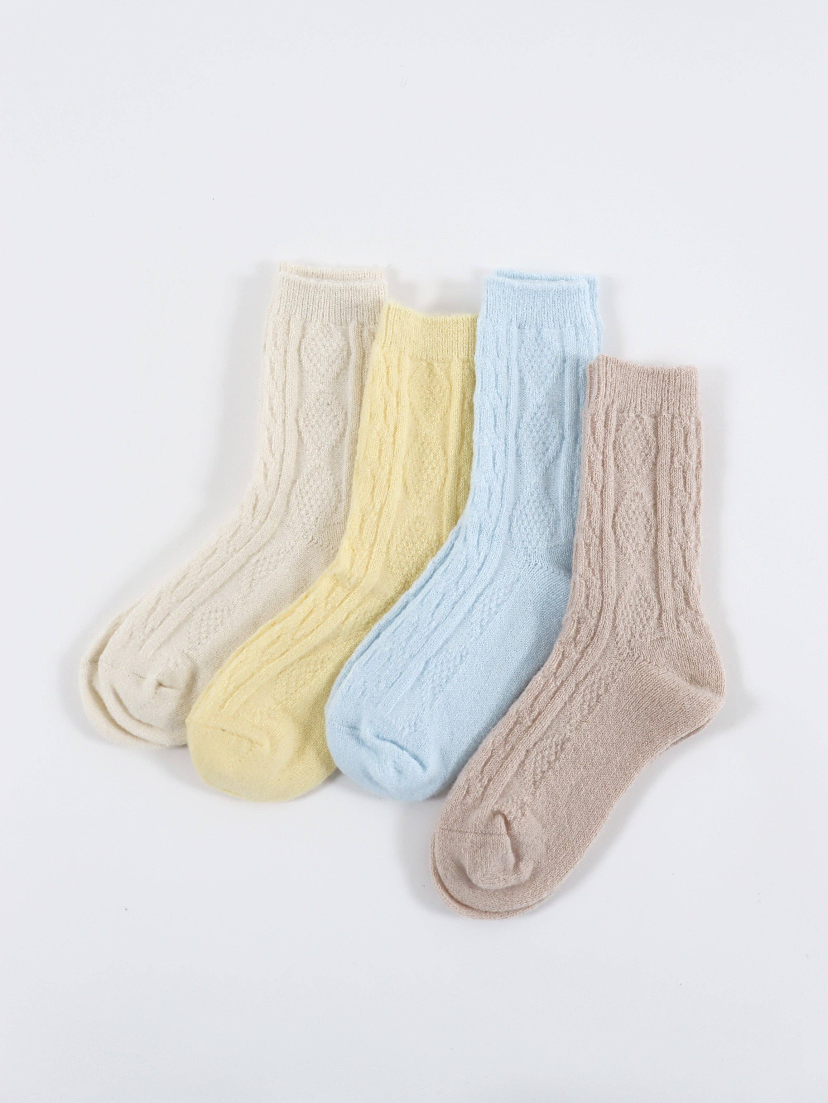 [New Colour] Fisherman Wool Crew Socks in Lemon