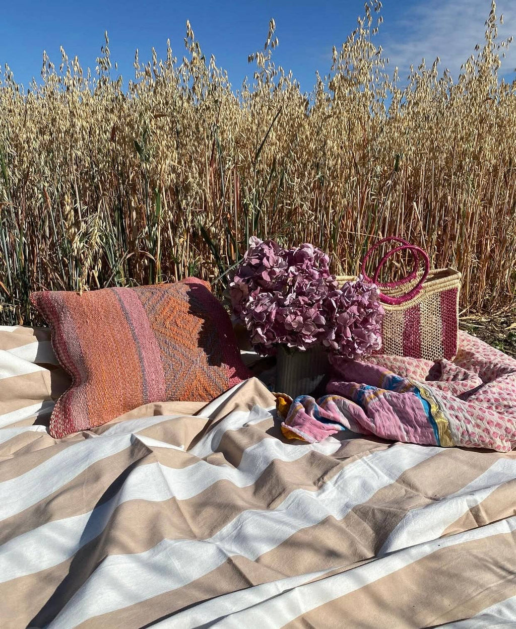 Beige Stripe Tablecloth