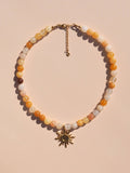 Sun Yellow Multi Beaded Gemstone Necklace