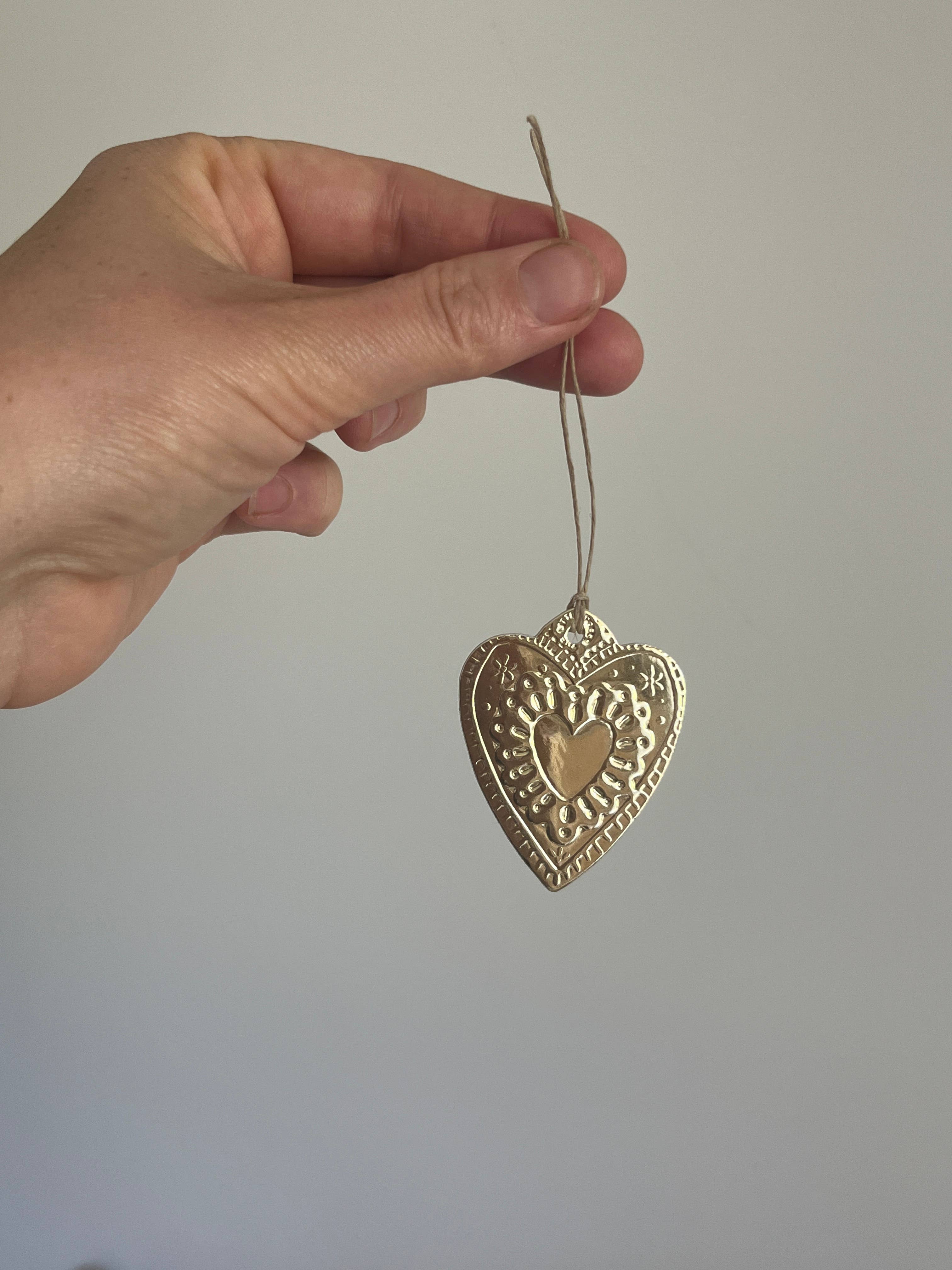 Small Heart - Faux-tin Ornament - Gold single tag