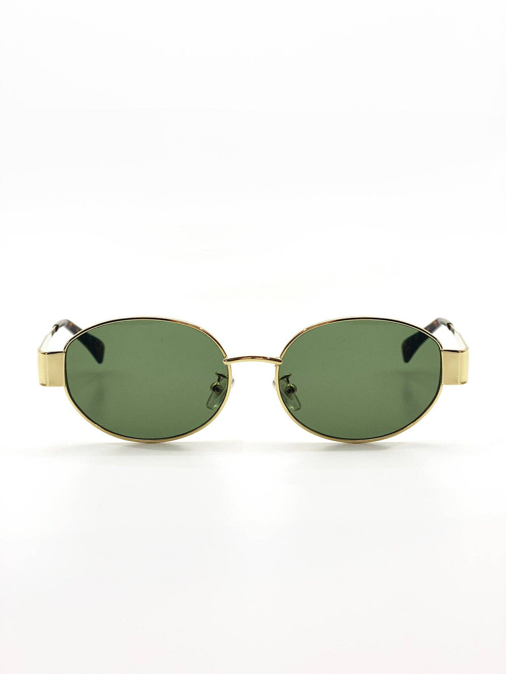 L&S Round Metal Oval Sunglasses in Green
