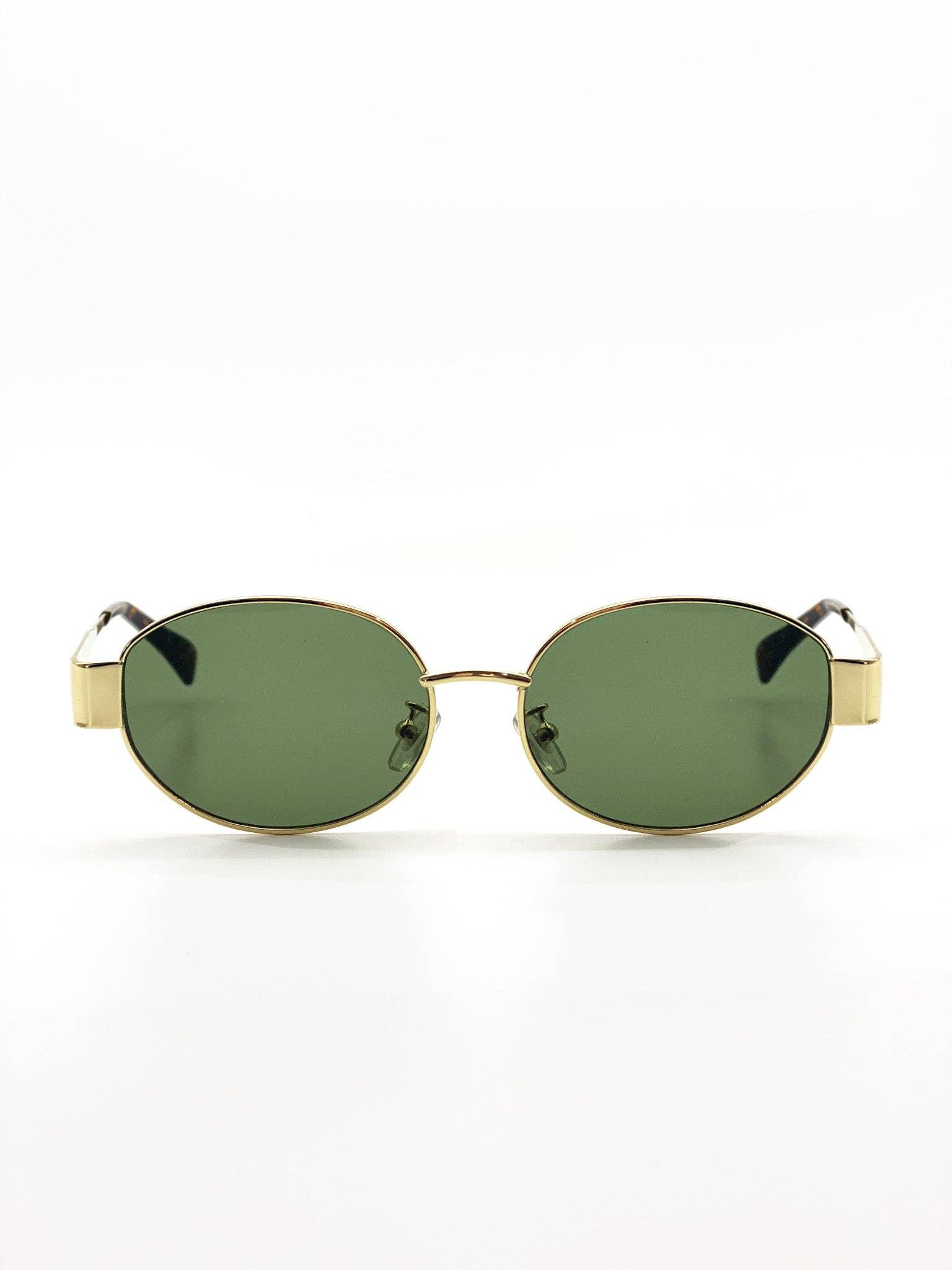 L&S Round Metal Oval Sunglasses in Green