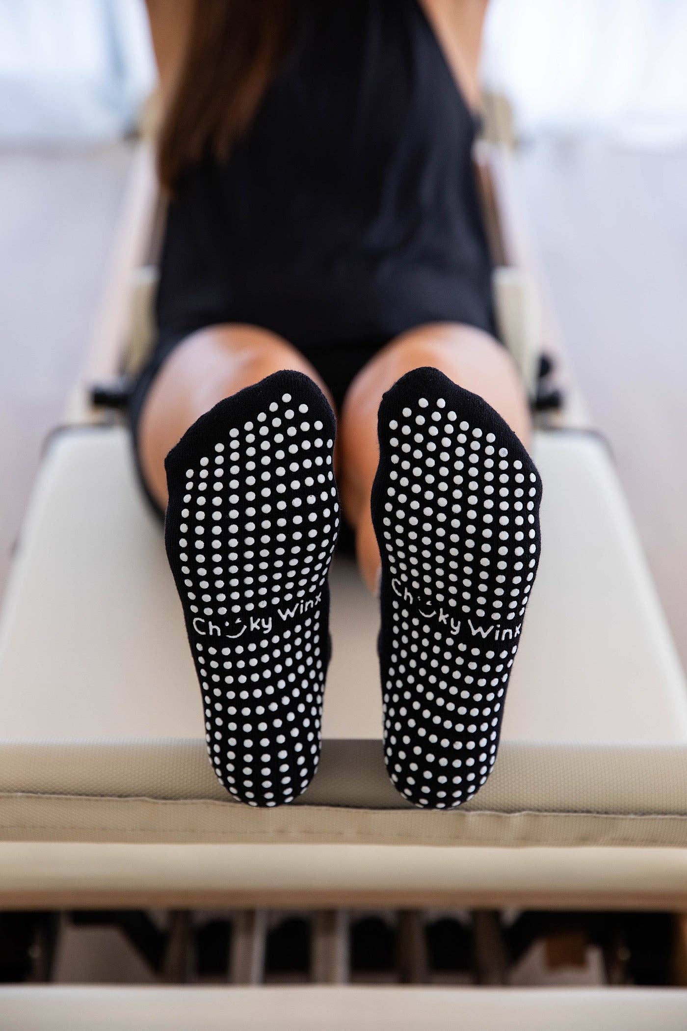 Frilly Black Grip Socks: Small EU 35-37