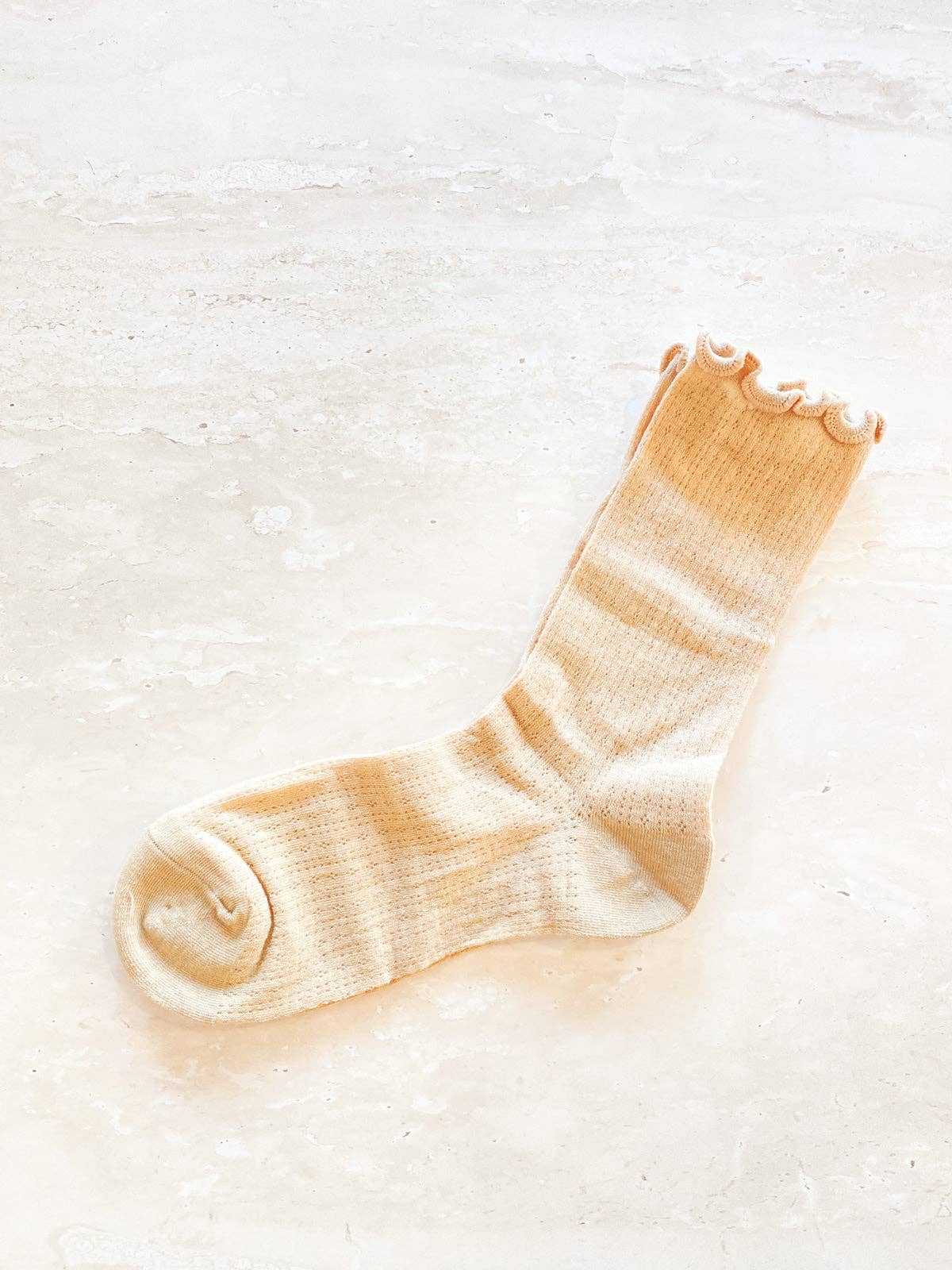 Marshmallow Frill Mesh Socks: Camel