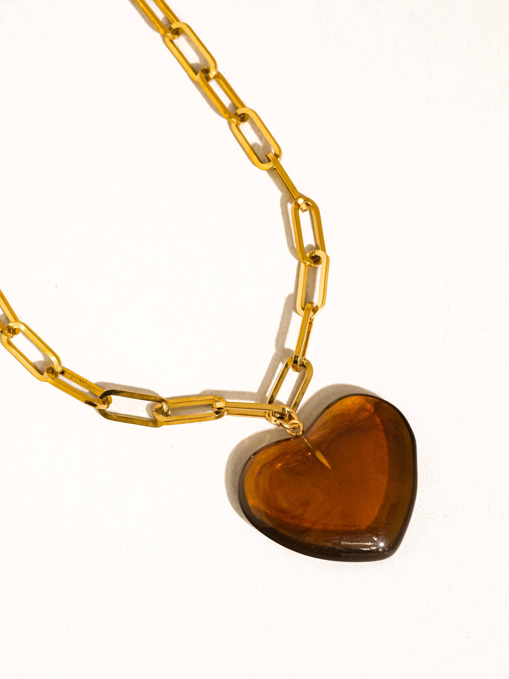 Rouelle Heart Necklace - Brown