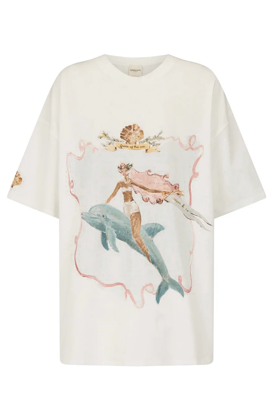 Queen of the Sea Tee - Vintage White Mermaid