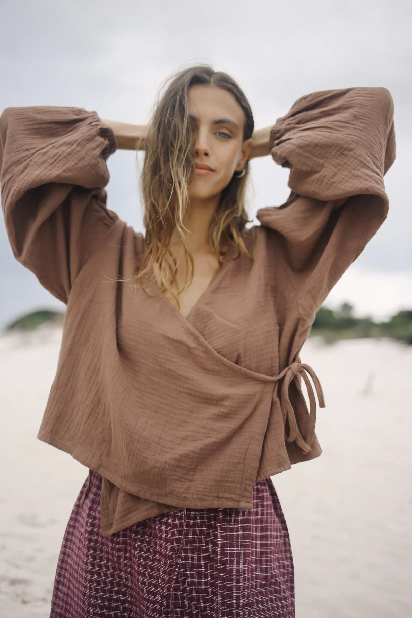 Ella Wrap Top Chocolate