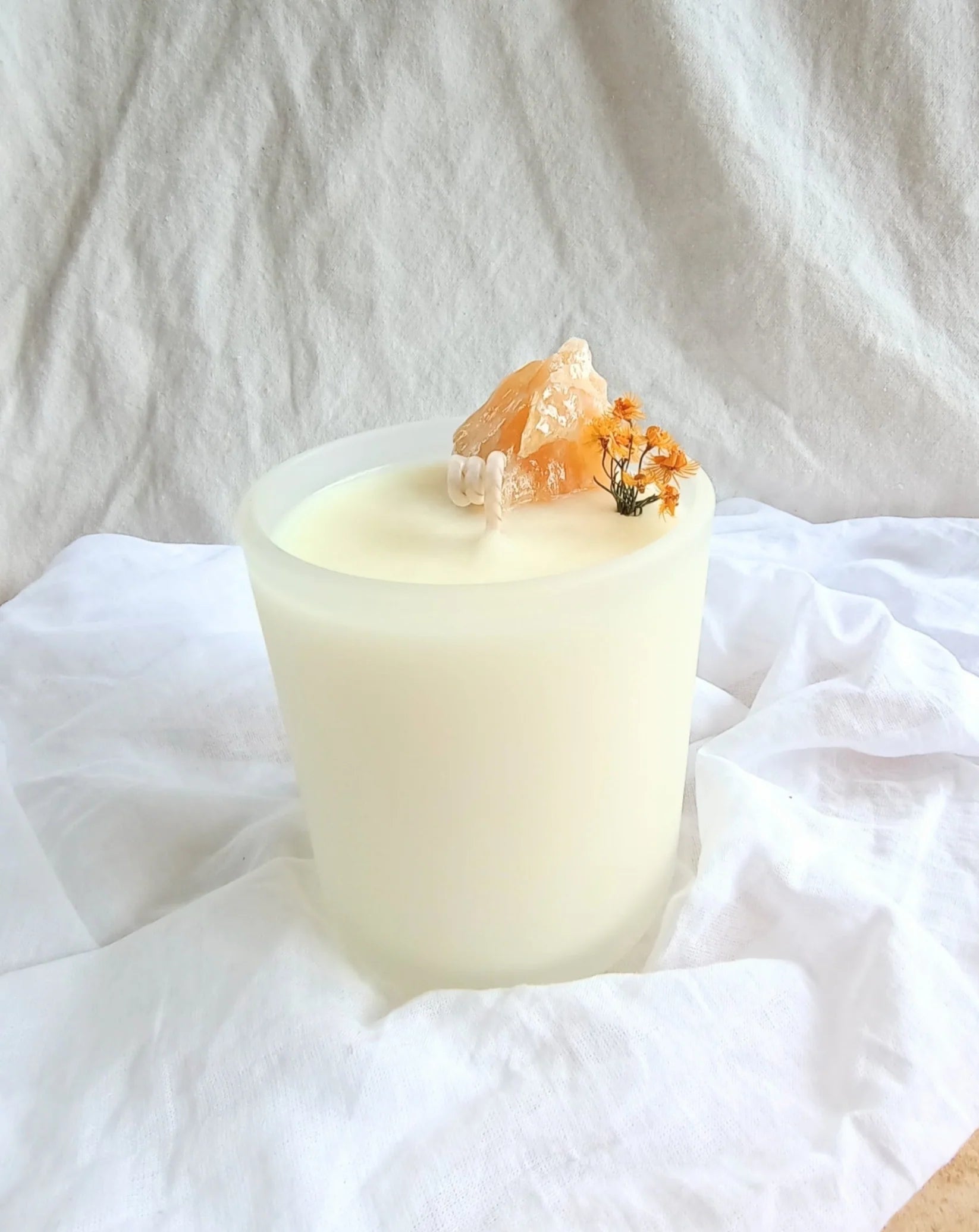 Golden Wattle & Orange Calcite