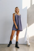 Luna Shift Dress Indigo Plaid