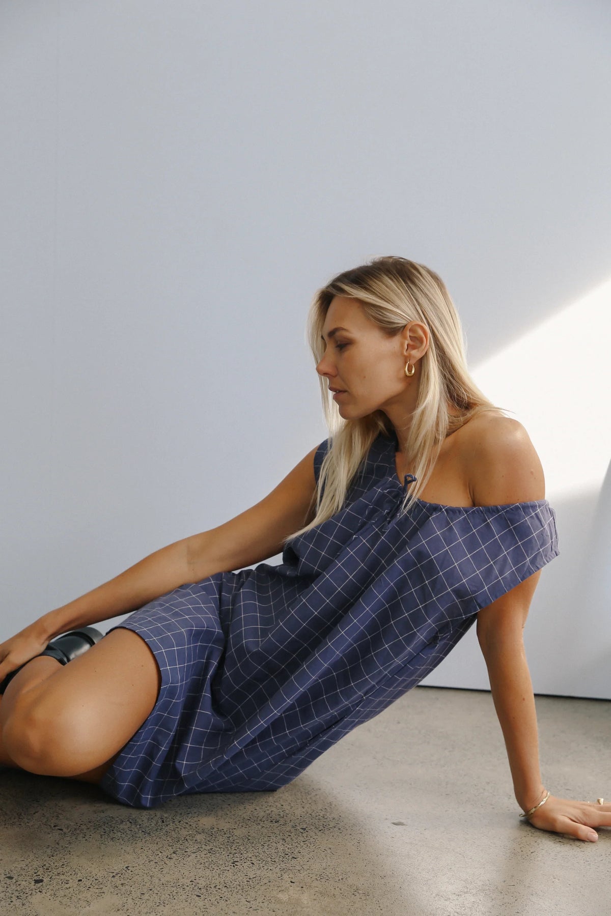 Luna Shift Dress Indigo Plaid