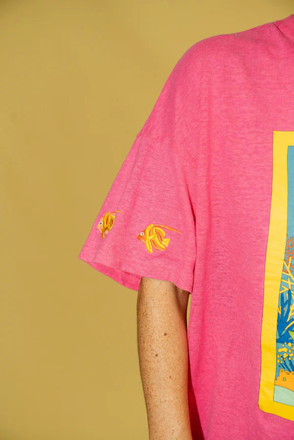 Hemp Spicy Geo Tee in Pink