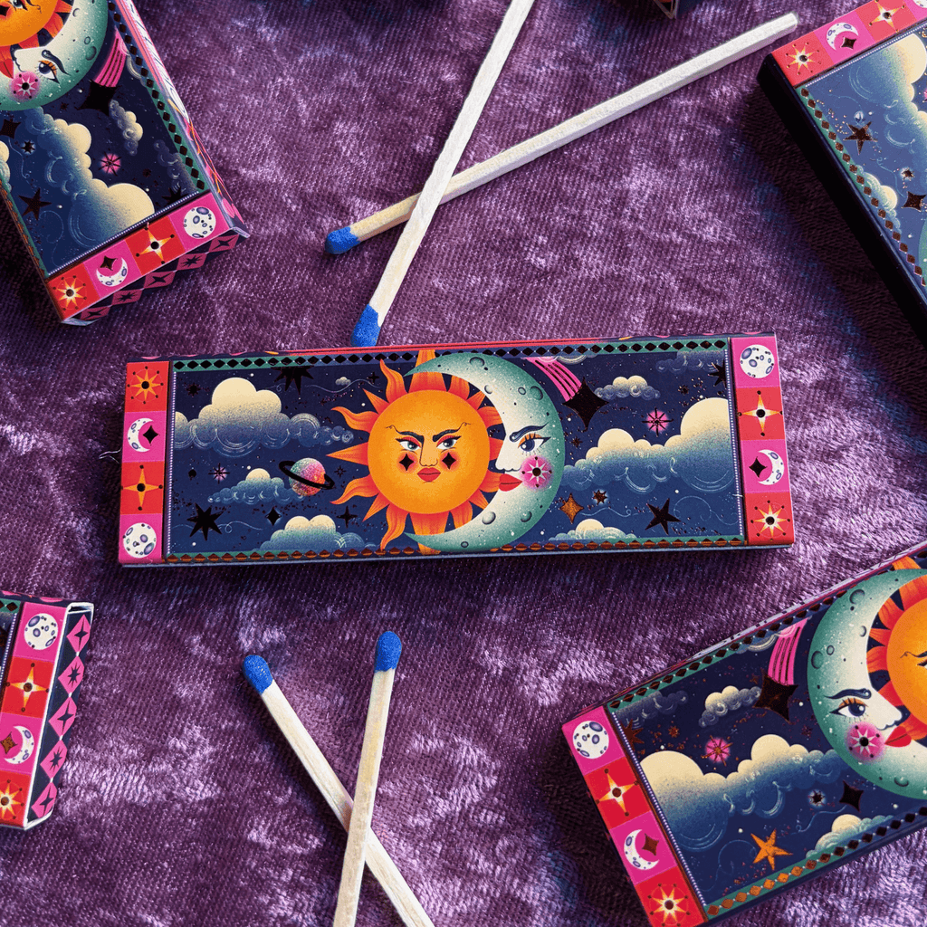 Celestial Sun and Moon Matchbox
