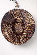 Silk-lined wide brim bucket hat - Brown/Leopard