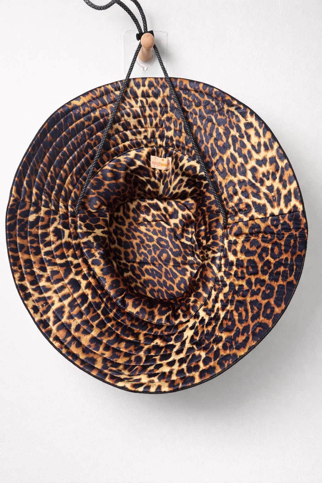 Silk-lined wide brim bucket hat - Brown/Leopard