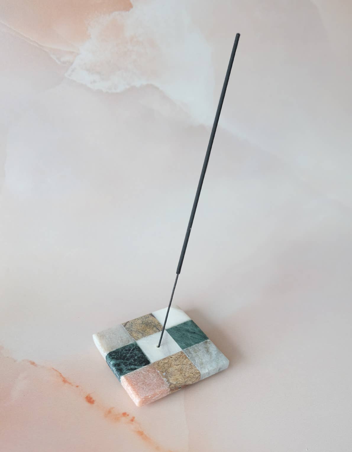 Rainbow Check Marble Incense Holder