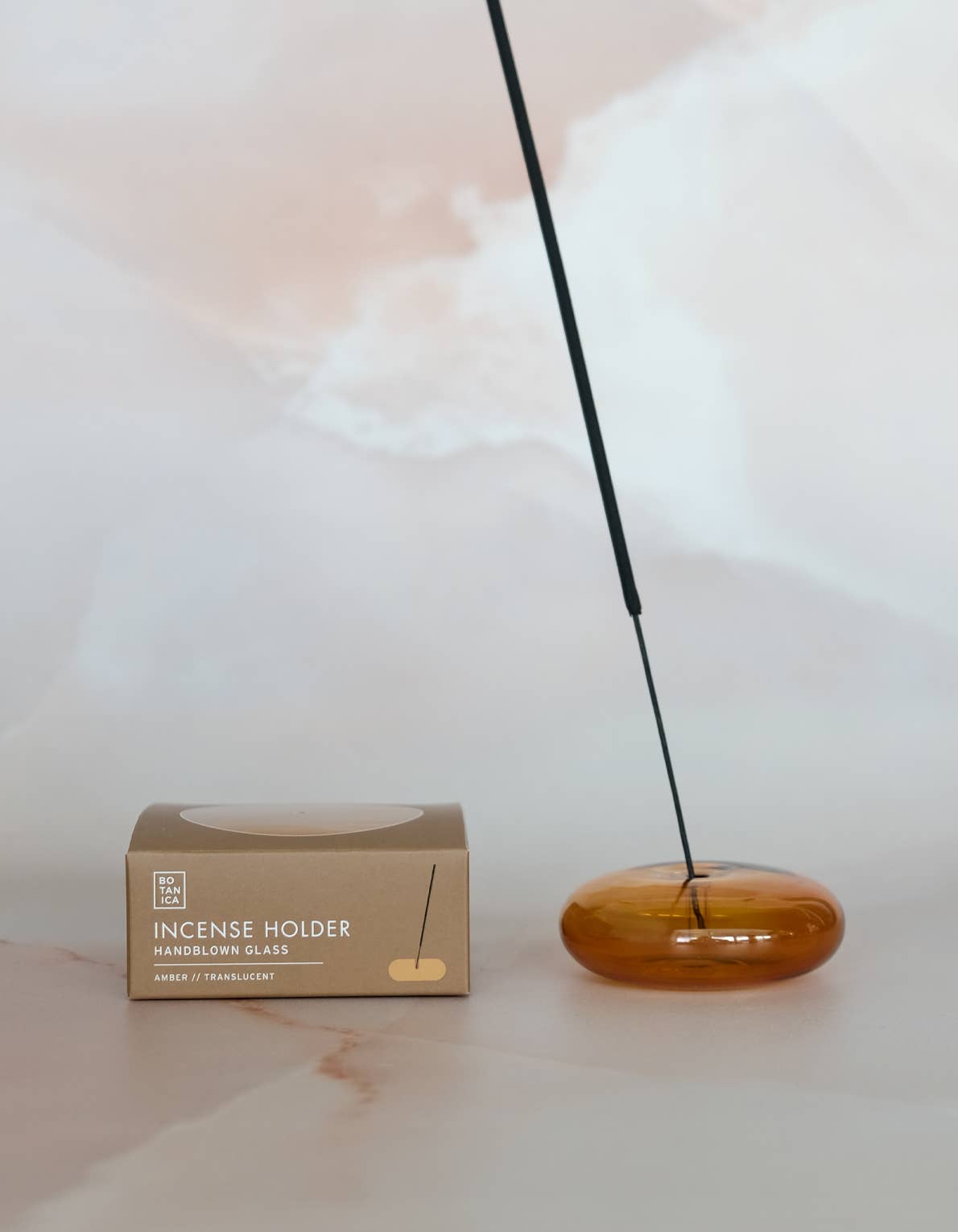 Glass Bubble Incense Holder - Amber Translucent